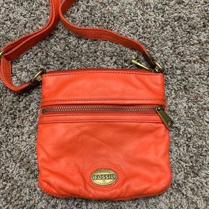 Orange Fossil crossbody purse